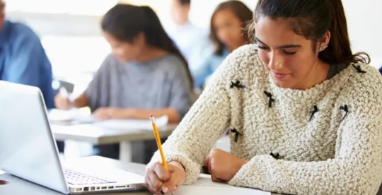 A woman in a classroo